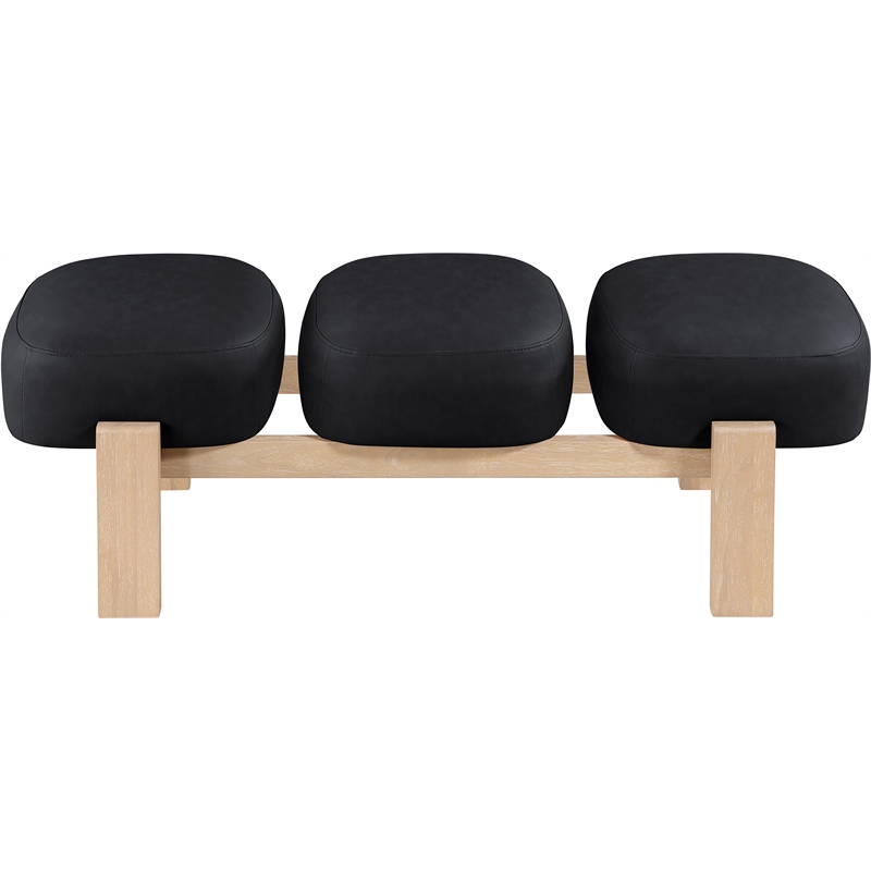 Meridian Furniture Woodcrest Black Vegan Leather Upholstered Bench