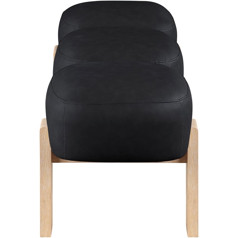 Meridian Furniture Woodcrest Black Vegan Leather Upholstered Bench