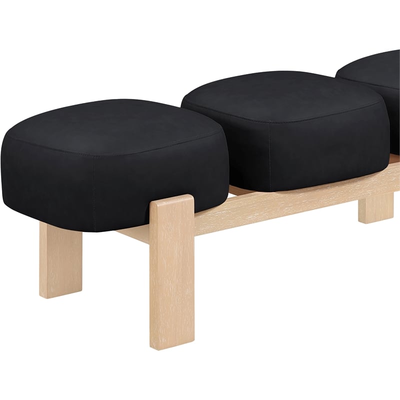 Meridian Furniture Woodcrest Black Vegan Leather Upholstered Bench