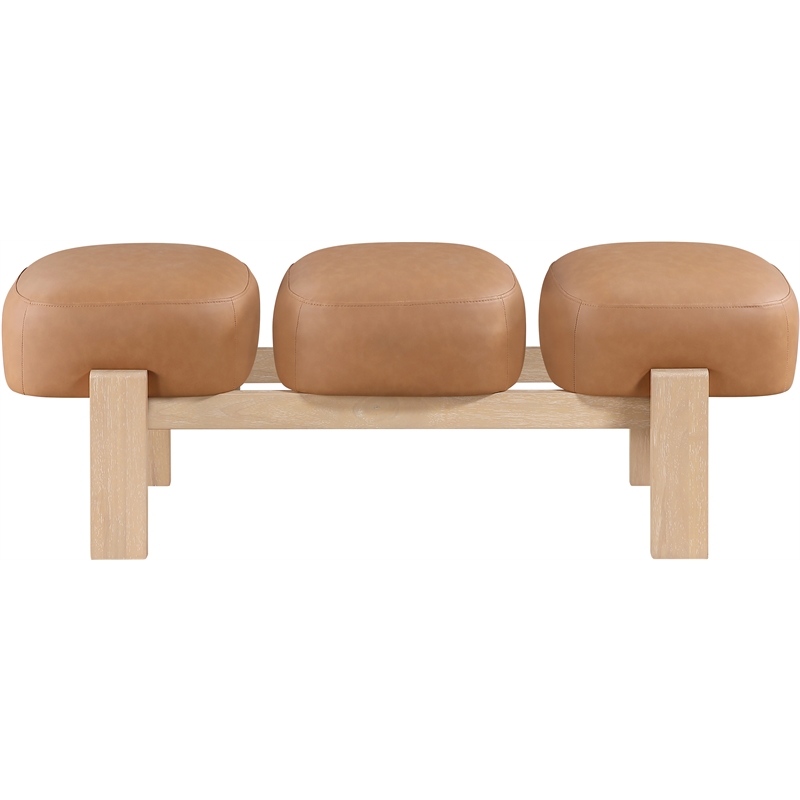 Meridian Furniture Woodcrest Cognac Vegan Leather Upholstered Bench