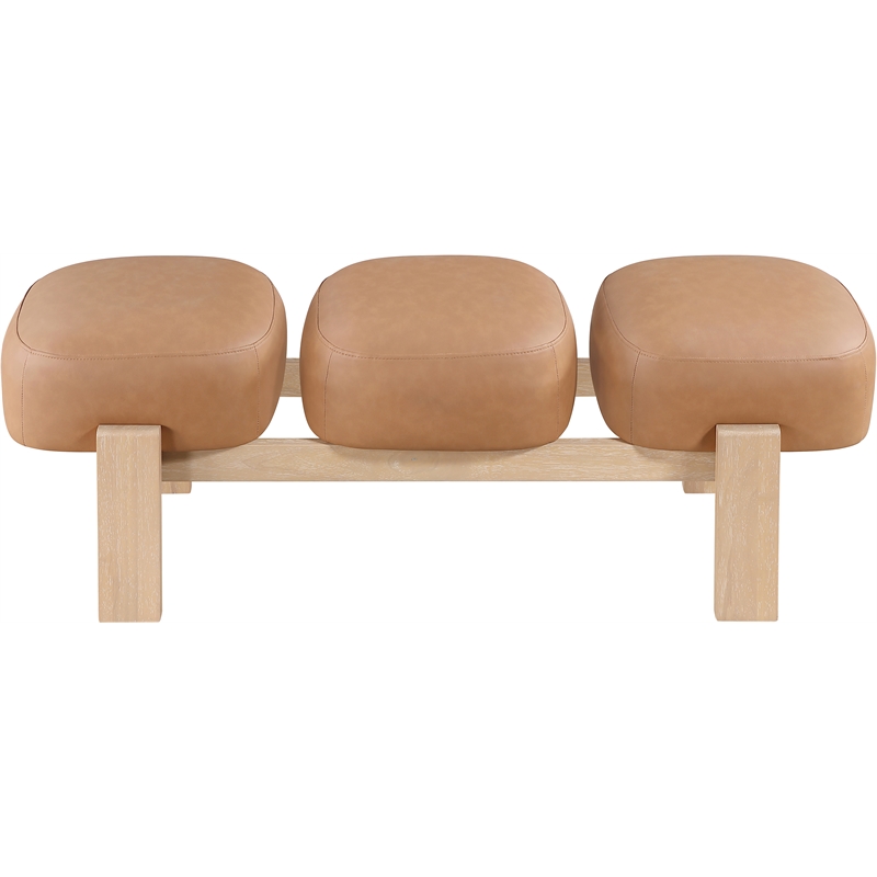 Meridian Furniture Woodcrest Cognac Vegan Leather Upholstered Bench