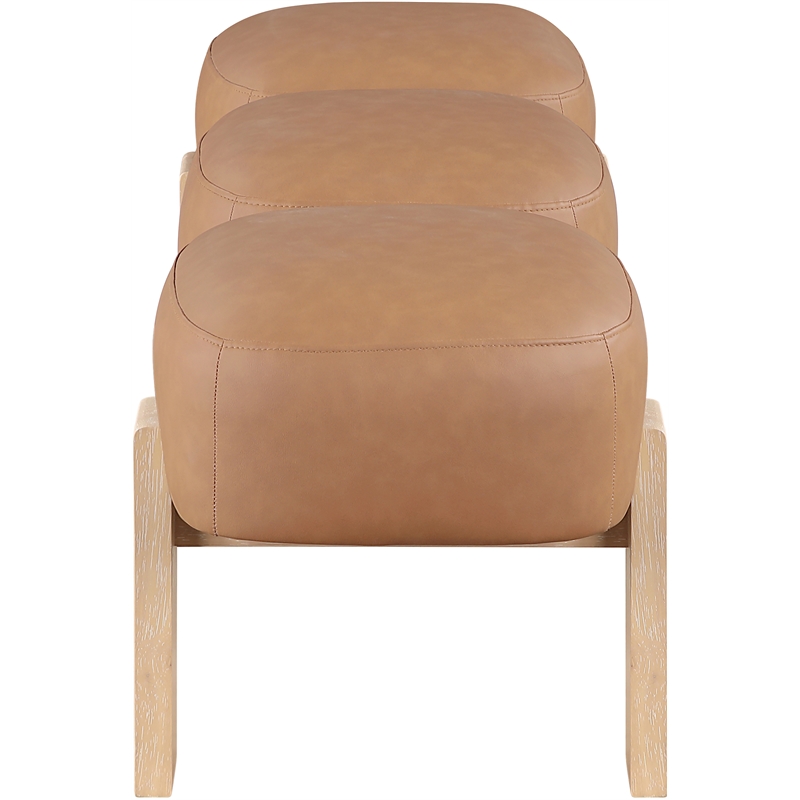 Meridian Furniture Woodcrest Cognac Vegan Leather Upholstered Bench