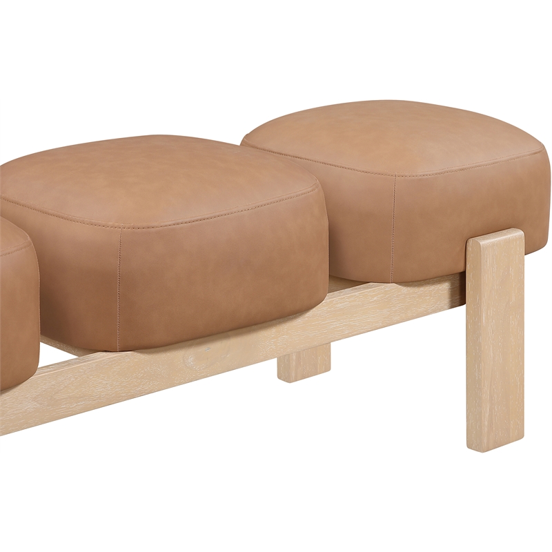 Meridian Furniture Woodcrest Cognac Vegan Leather Upholstered Bench