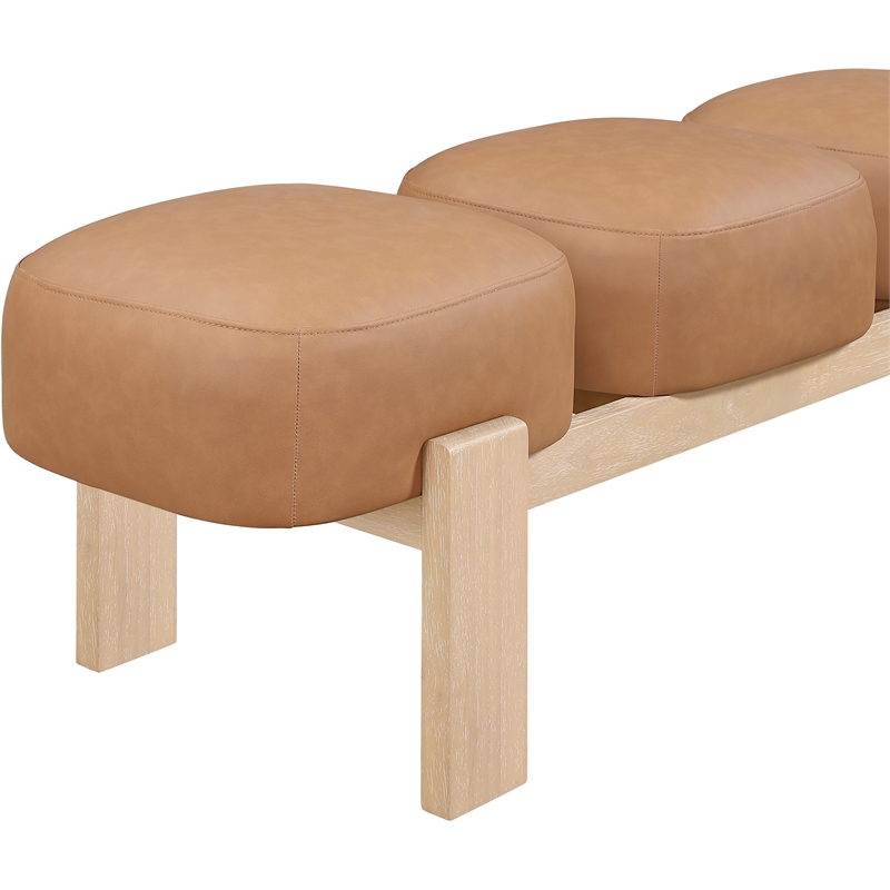 Meridian Furniture Woodcrest Cognac Vegan Leather Upholstered Bench