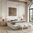 Meridian Furniture Woodcrest Cream Vegan Leather Upholstered Bench