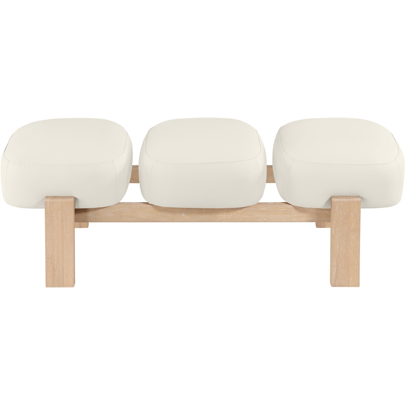 Meridian Furniture Woodcrest Cream Vegan Leather Upholstered Bench