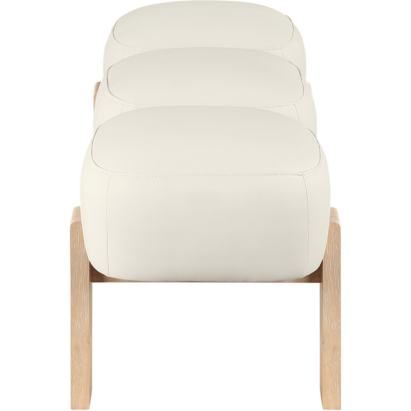 Meridian Furniture Woodcrest Cream Vegan Leather Upholstered Bench