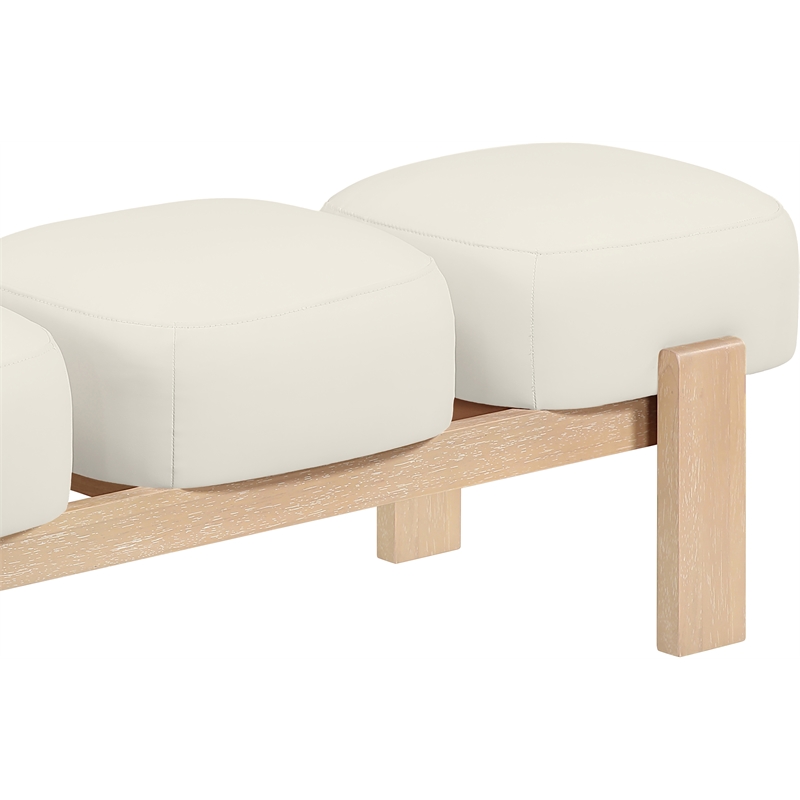 Meridian Furniture Woodcrest Cream Vegan Leather Upholstered Bench