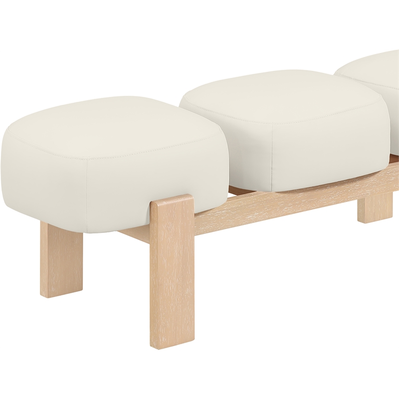 Meridian Furniture Woodcrest Cream Vegan Leather Upholstered Bench