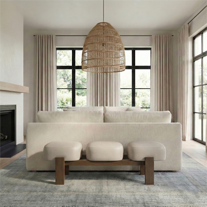 Meridian Furniture Woodcrest Beige Vegan Leather Upholstered Bench