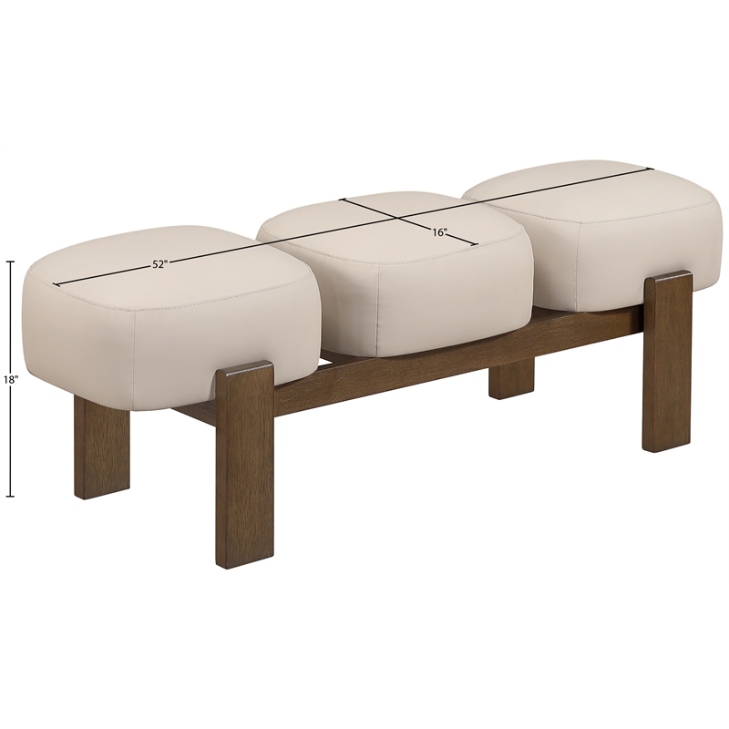 Meridian Furniture Woodcrest Beige Vegan Leather Upholstered Bench