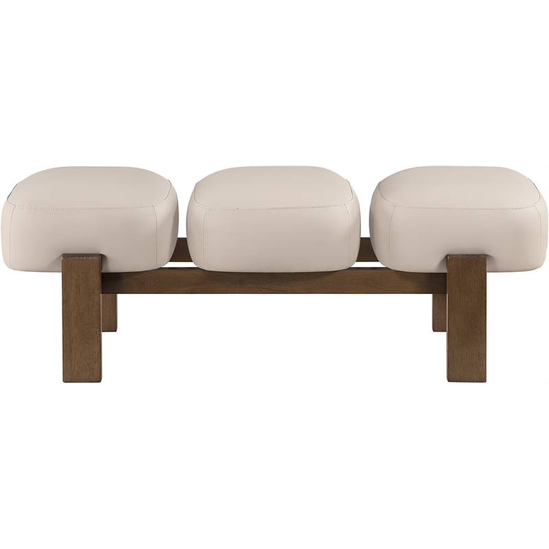 Meridian Furniture Woodcrest Beige Vegan Leather Upholstered Bench