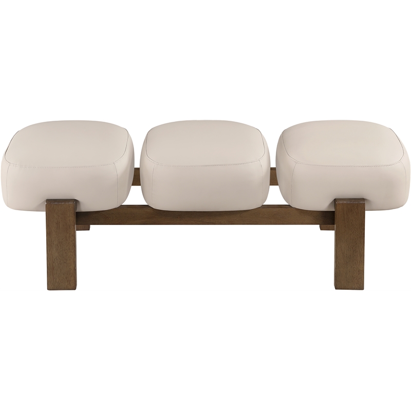 Meridian Furniture Woodcrest Beige Vegan Leather Upholstered Bench