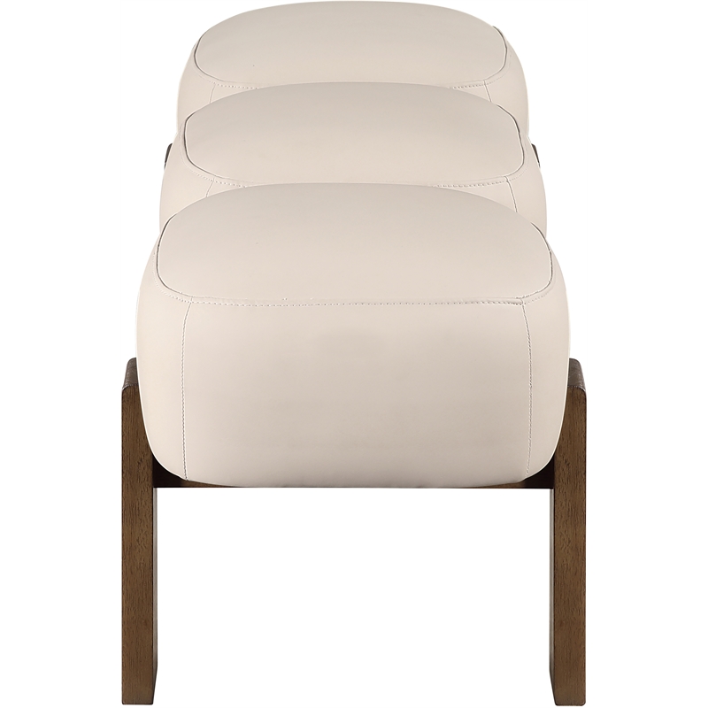 Meridian Furniture Woodcrest Beige Vegan Leather Upholstered Bench