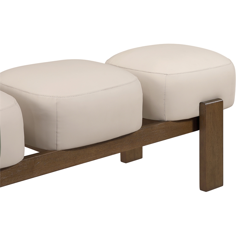 Meridian Furniture Woodcrest Beige Vegan Leather Upholstered Bench