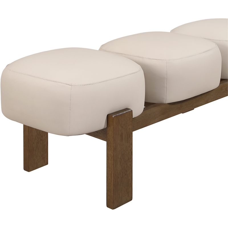 Meridian Furniture Woodcrest Beige Vegan Leather Upholstered Bench