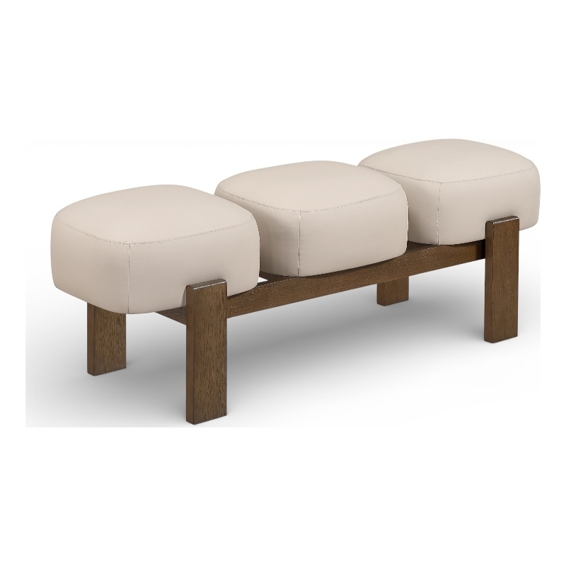 Meridian Furniture Woodcrest Beige Vegan Leather Upholstered Bench
