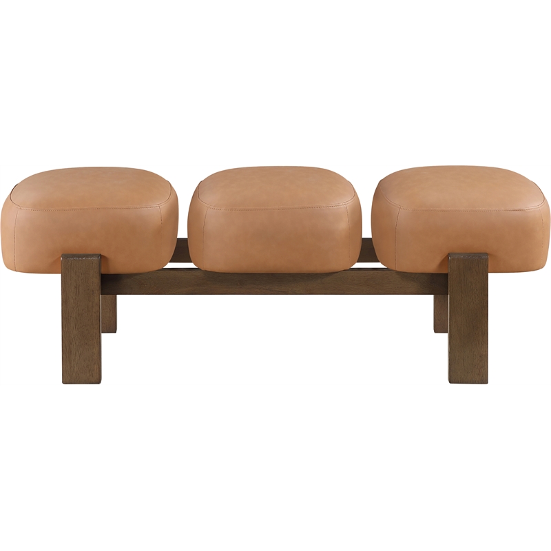 Meridian Furniture Woodcrest Cognac Vegan Leather Upholstered Bench