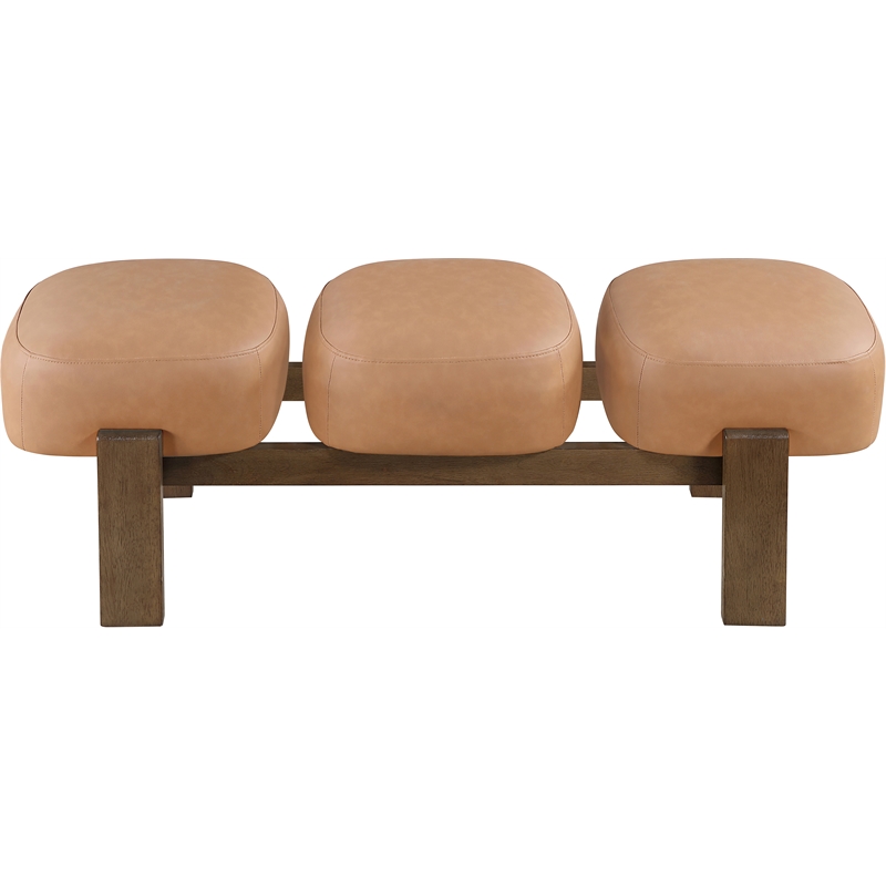 Meridian Furniture Woodcrest Cognac Vegan Leather Upholstered Bench