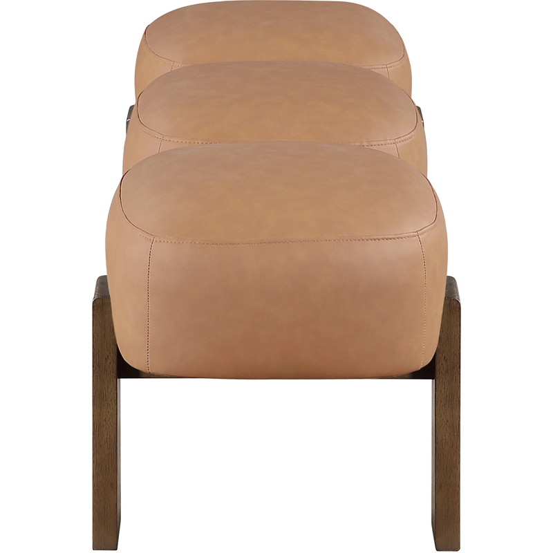 Meridian Furniture Woodcrest Cognac Vegan Leather Upholstered Bench