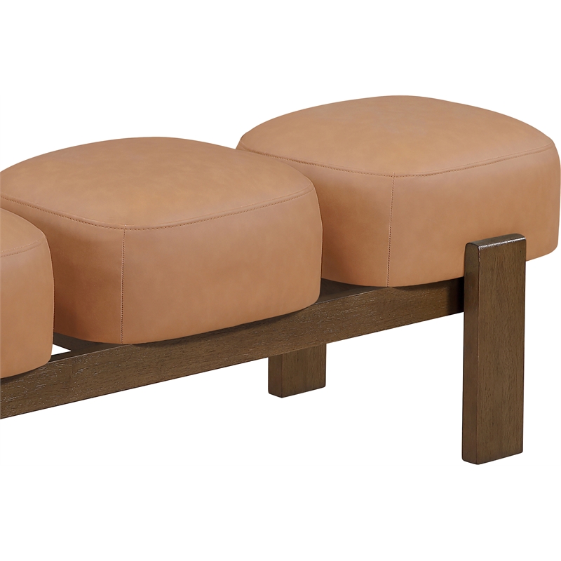 Meridian Furniture Woodcrest Cognac Vegan Leather Upholstered Bench