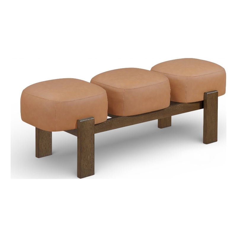 Meridian Furniture Woodcrest Cognac Vegan Leather Upholstered Bench