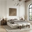 Meridian Furniture Woodcrest Cream Vegan Leather Upholstered Bench
