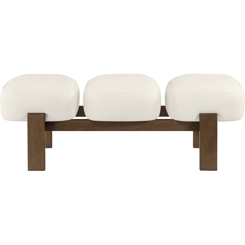 Meridian Furniture Woodcrest Cream Vegan Leather Upholstered Bench