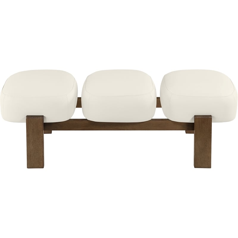 Meridian Furniture Woodcrest Cream Vegan Leather Upholstered Bench