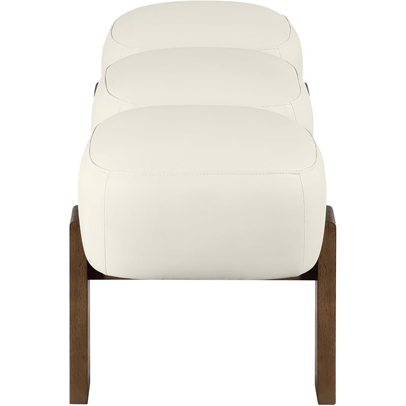 Meridian Furniture Woodcrest Cream Vegan Leather Upholstered Bench
