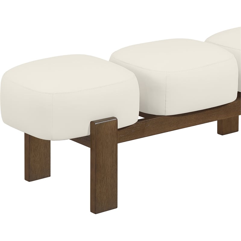 Meridian Furniture Woodcrest Cream Vegan Leather Upholstered Bench