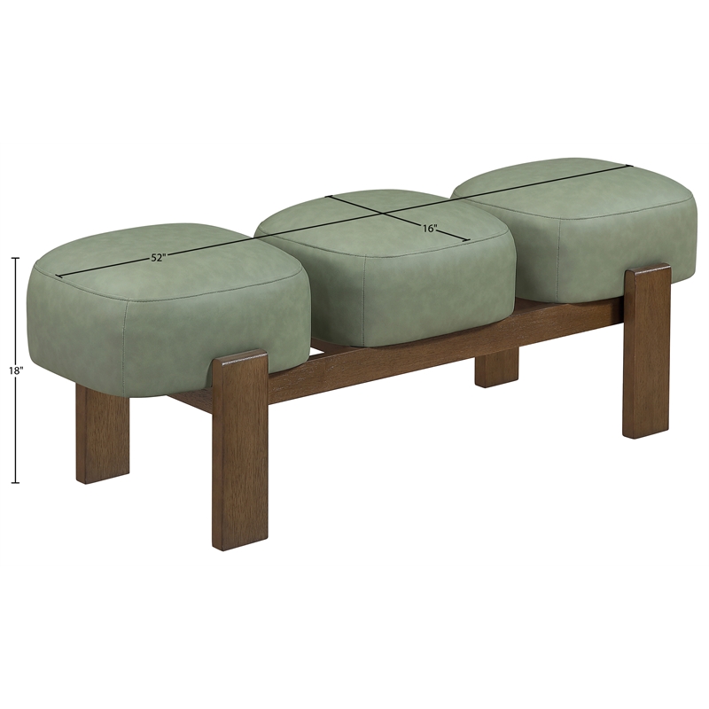Meridian Furniture Woodcrest Green Vegan Leather Upholstered Bench