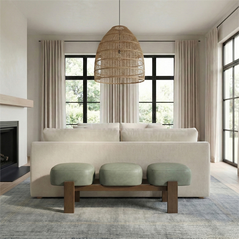 Meridian Furniture Woodcrest Green Vegan Leather Upholstered Bench