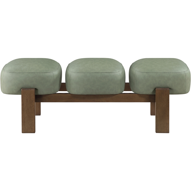 Meridian Furniture Woodcrest Green Vegan Leather Upholstered Bench