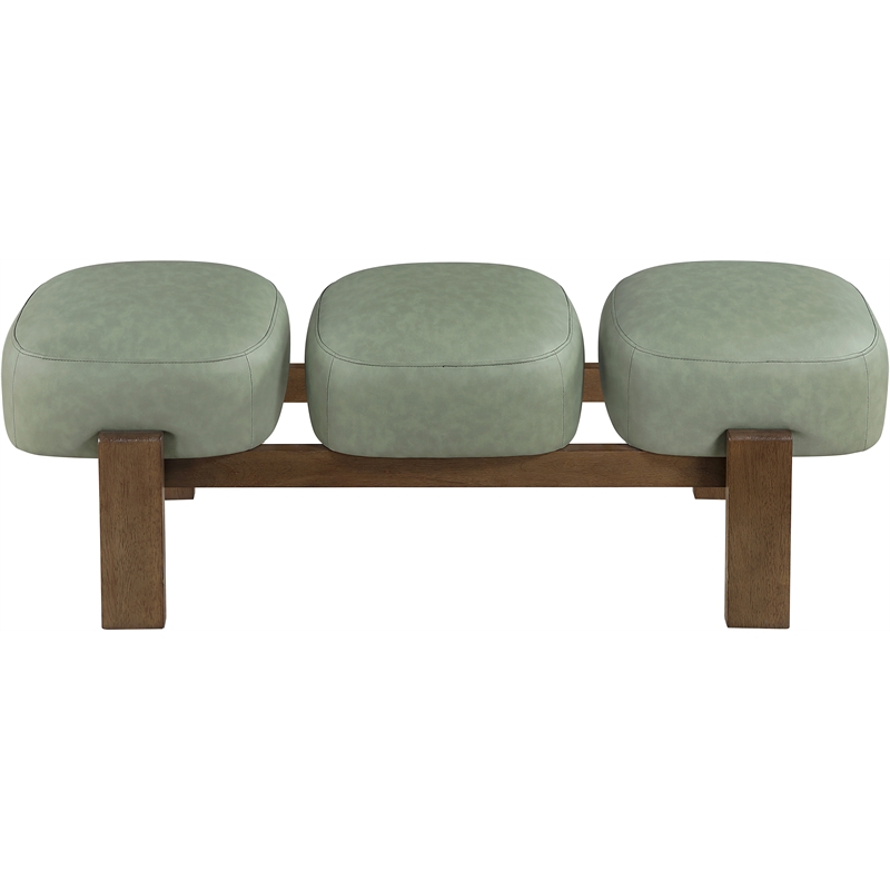 Meridian Furniture Woodcrest Green Vegan Leather Upholstered Bench