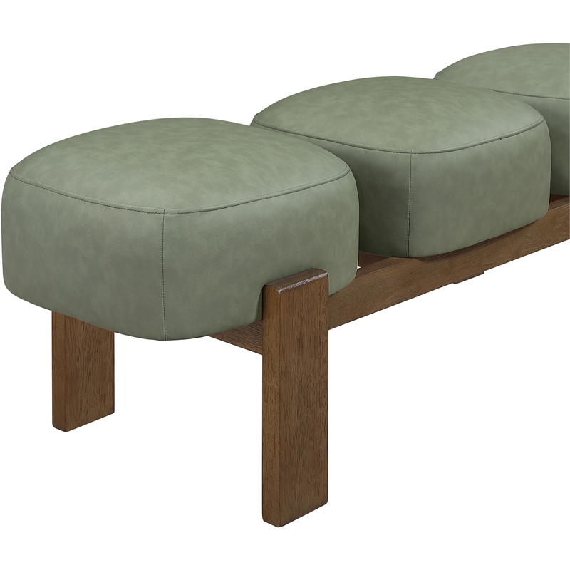 Meridian Furniture Woodcrest Green Vegan Leather Upholstered Bench