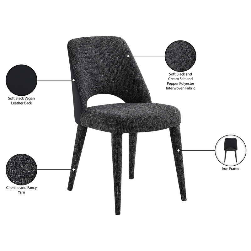 Meridian Furniture Cici Black Fabric Upholstered Dining Chair (Set of 2)