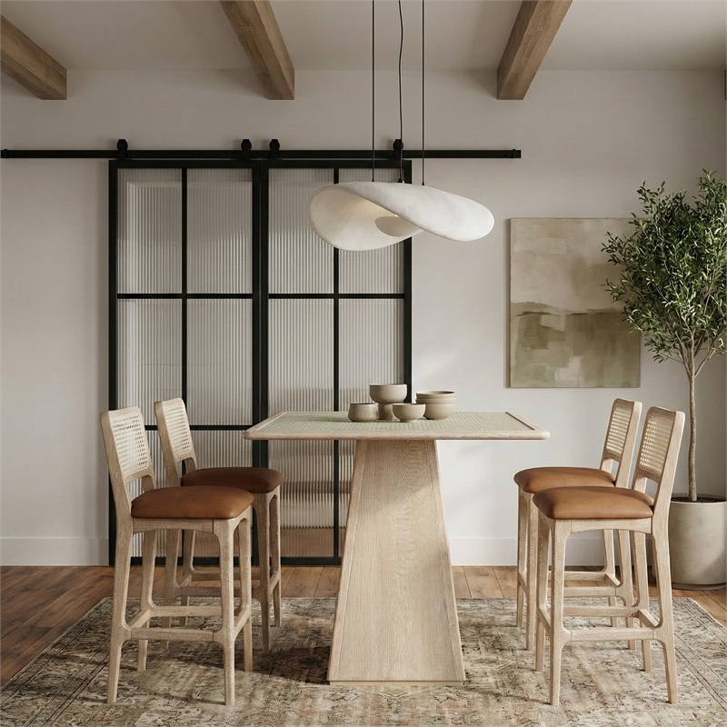 Meridian Furniture Atrium Natural Base With Cane Top Bar Height Table