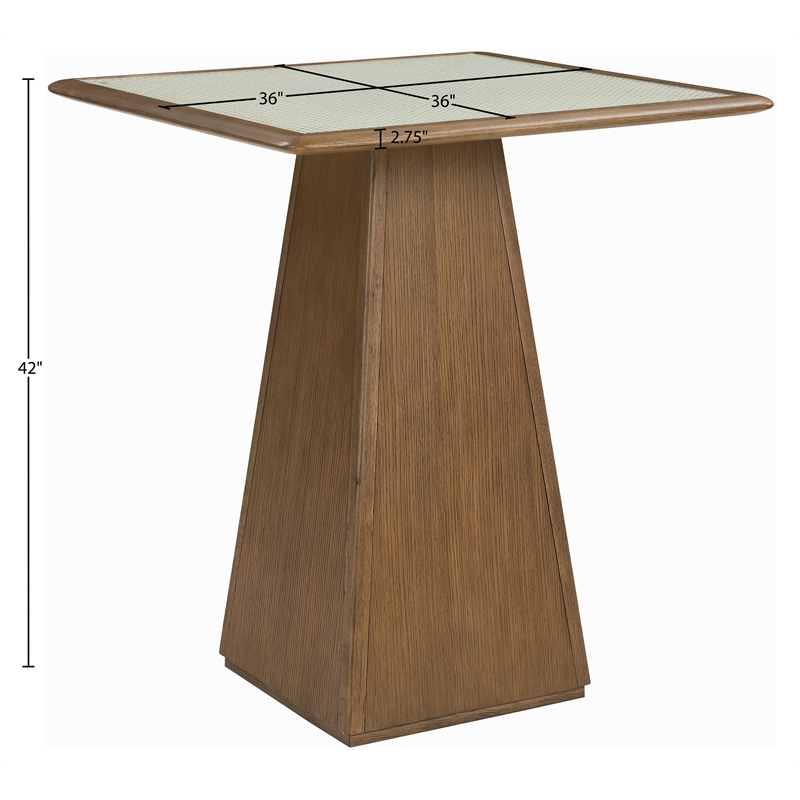 Meridian Furniture Atrium Brown Walnut Base With Cane Top Bar Height Table