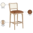 Meridian Furniture Atrium Cognac Cane And Vegan Leather Bar Stool (Set of 2)