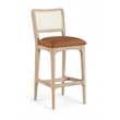 Meridian Furniture Atrium Cognac Cane And Vegan Leather Bar Stool (Set of 2)