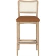 Meridian Furniture Atrium Cognac Cane And Vegan Leather Bar Stool (Set of 2)