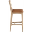 Meridian Furniture Atrium Cognac Cane And Vegan Leather Bar Stool (Set of 2)