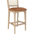 Meridian Furniture Atrium Cognac Cane And Vegan Leather Bar Stool (Set of 2)
