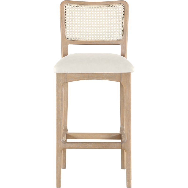 Meridian Furniture Atrium Cream Cane And Vegan Leather Bar Stool (Set of 2)
