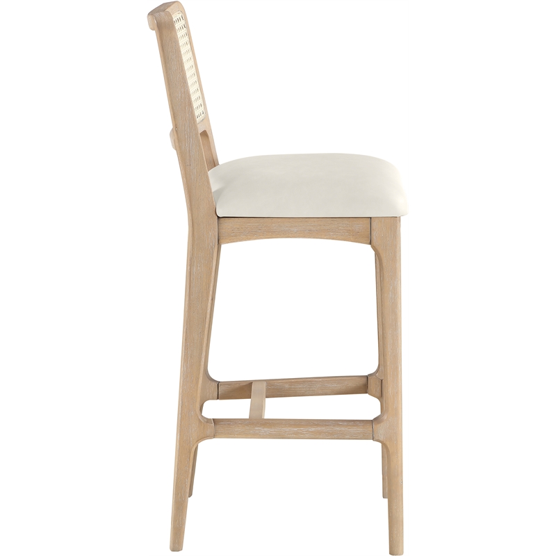 Meridian Furniture Atrium Cream Cane And Vegan Leather Bar Stool (Set of 2)