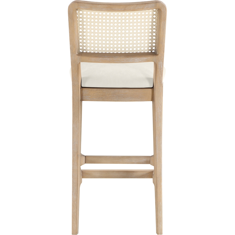 Meridian Furniture Atrium Cream Cane And Vegan Leather Bar Stool (Set of 2)