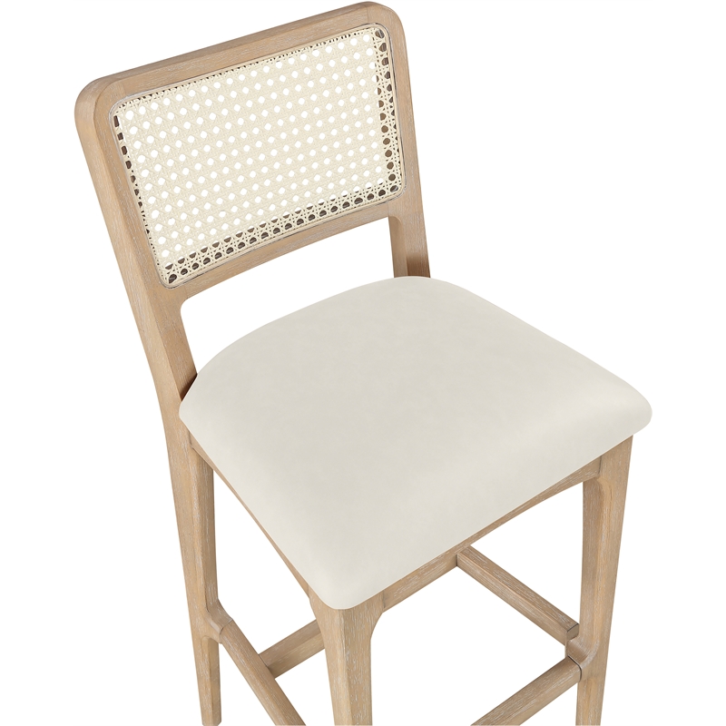 Meridian Furniture Atrium Cream Cane And Vegan Leather Bar Stool (Set of 2)