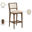 Meridian Furniture Atrium Beige Cane And Vegan Leather Bar Stool (Set of 2)