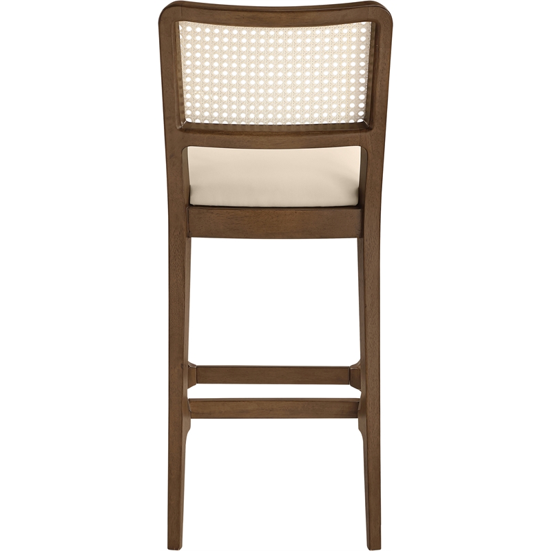 Meridian Furniture Atrium Beige Cane And Vegan Leather Bar Stool (Set of 2)